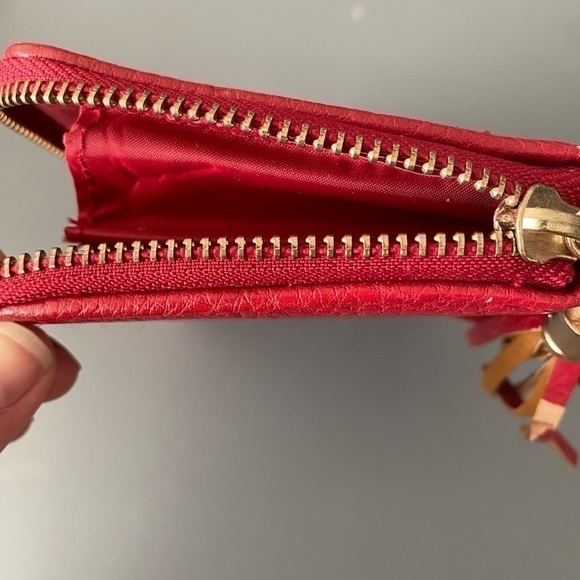 Red Zip-Up Wallet with Tassel - Picture 6 of 9
